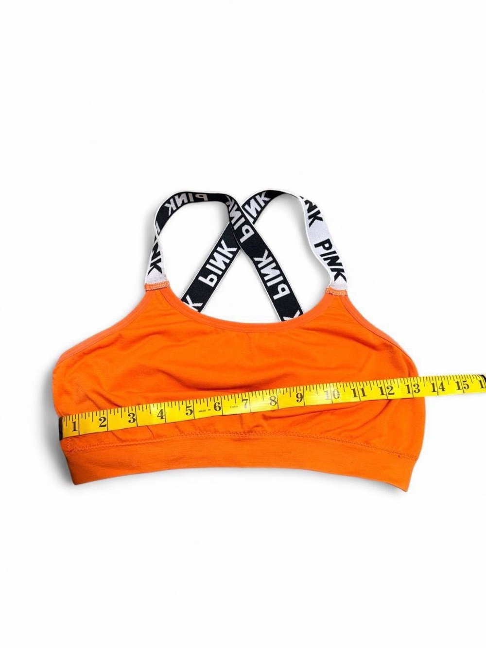 PINK Victoria's Secret Orange Sports Bra with Black & White Logo Straps